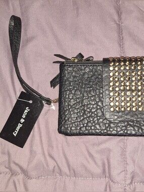 Black Studded Wristlet Clutch